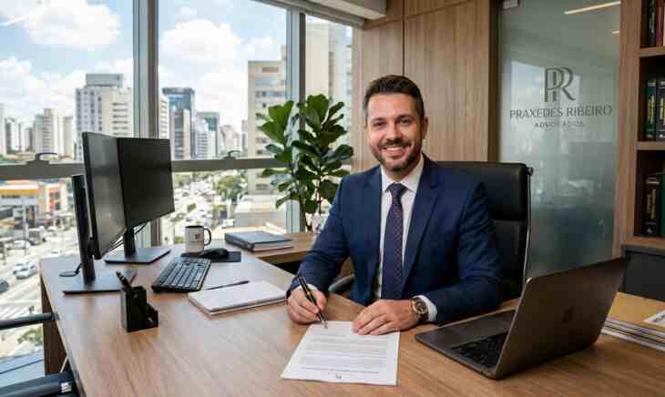 Advogado em escritório moderno